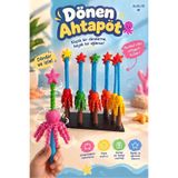 ALGU 3D Design Dönen Ahtapot Oyuncak | Döndür Çubuklu Renkli Ahtapot