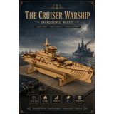 ALGWOOD Cruiser Warship Ahşap Maket – Savaş Gemisi Modeli, 123 Parça Lazer Kesim MDF Gemi