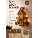 ALGWOOD Peri LED Işıklı 3D Ahşap Ev Maketi - Duvara Asılabilir LED Işıklı Hobi Kiti - Ahşap Ev Gece Lambası
