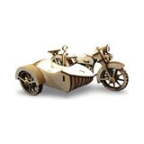 Algwood Retro Sepetli Motorsiklet Ahşap Maket - Ahşap Malzemeden 117 Parça 3D Puzzle Seti