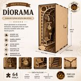 ALGWOOD Tren İstasyonu Ahşap 3D Puzzle Diorama Kitap Ayracı – Peri LED Işıklı, 64 Parça Maket Kiti