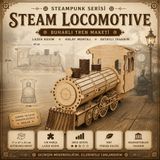 AlgWoodDesign 3D Ahşap Buharlı Tren Maketi, Steam Train Nostaljik Lokomotif Puzzle Kiti, 149 Parça Lazer Kesim Ham MDF Yapboz, Yetişkin ve Gençler için Eğitici Oyuncak Hobi Seti (47x17x22 cm)