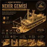 AlgWoodDesign Nehir Gemisi Ahşap Maket Seti 713 Parça – DIY 3D Puzzle Mississippi Buharlı Gemi Koleksiyoner Modeli