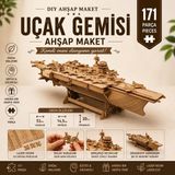 Algwooddesign Uçak Gemisi Ahşap Maket Seti 171 Parça – Dıy 3D Puzzle Lazer Kesim Deniz Kuvvetleri Koleksiyoner Modeli - Çok Renkli