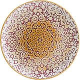 Alhambra Burgundy Gourmet 17 cm 12 Adet Porselen Düz Tabak Bordo-Mavi