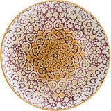 Alhambra Burgundy Gourmet 21 cm 12 Adet Porselen Düz Tabak Bordo-Mavi