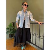 Ali Butik Beyaz Dantel Detaylı Denim Ceket