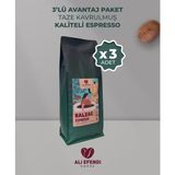 Ali Efendi Kahve 1 Kg 3 Paket Balzac Koyu Kavrulmuş (Dark Roast) Espresso Çekirdek Kahve - 3 kg