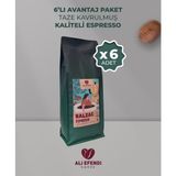 Ali Efendi Kahve 1 Kg 6 Paket Balzac Koyu Kavrulmuş (Dark Roast) Espresso Çekirdek Kahve - 6 kg