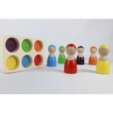 Ali Wooden 6'lı Waldorf Gökkuşağı İnsan Figürleri - Renkli