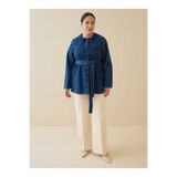ALİA Denim Bebe Yaka Detaylı Büyük Beden Tunik - Acik Lacivert -
