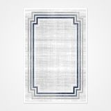 Alia Gri Çerçeveli Modern Geometrik Etnik Desenli Boho Makinada Yıkanabilir Hafif Hav Toz Vermez Leke Tutmaz Kaymaz Taban Dijital Makine Baskı Halı Oturma Odası Salon Yolluk Koridor Mutfak Halısı