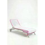 Alia Şezlong Havlusu %100 Pamuk 76X216- Beyaz Pembe