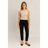 Alian Beli Lastikli Keten Beach Pantolon-Siyah - Regular - S/27