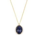 ALİBABA DOĞALTAŞ Lapis Lazuli Doğal Taş Gold Renkli Kolye-KLY-775