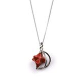 ALİBABA DOĞALTAŞ Red Jasper Doğal Taş Merkaba Kolye
