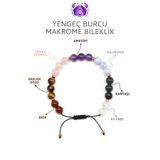 Alibaba Doğaltaş Yengeç Burcu Taşlarından Oluşan Doğal Taş Makrome Bileklik 8 mm Küre Kesim - Burç Bilekliği