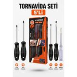 Alıç 5'li Tornavida Seti – Yıldız ve Düz Tornavida Takımı + Kontrol Kalemi | Mıknatıslı Uç, Ergonomik Kaymaz Sap, Dayanıklı Çelik