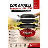 Alıç Çok Amaçlı Ocak Katmer Sacı Grill Sacı ve Lpg Uyumlu Piknik Ocağı Seti – Kapaklı Çok Amaçlı Kamp, Piknik ve Balkon Pişirme Ocağı - 1 ADET