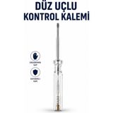 Alıç Düz Uçlu Kontrol Kalemi Şeffaf Ergonomik Saplı Elektrik Gerilim Test Kalemi Voltaj Kontrol Cihazı - 19 CM