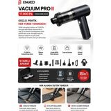 Alıç Enkado Vacuum Pro Iı Şarjlı Araç Süpürgesi 17000 Pa Kablosuz El Süpürgesi Hepa Filtreli 9 Aparatlı 100W Mini Süpürge - Siyah