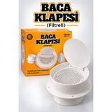 Alıç Filtreli Baca Klapesi Koku Önleyici Mutfak Havalandırma Klapesi Aspiratör Davlumbaz Baca Kapağı Beyaz