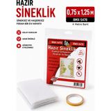 Alıç Hazır Sineklik Pencere Sinekliği 0,75 x 1,25 M Tül 4 M Yapışkan Bant Kesilebilir Kolay Montajlı Beyaz Tül - 0.75x1.25