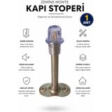 Alıç Kapı Stoperi Duvar Koruyucu Zemin Tipi Metal Kapı Durdurucu Darbe Emici Silikon Başlıklı Vidalı Kapı Tamponu - Mat Krom - 1 Adet