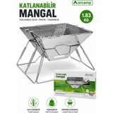 Alıç Katlanabilir Paslanmaz Çelik Kamp Mangalı 30X30 cm – Taşınabilir Piknik ve Bahçe Izgarası, Kompakt Portatif Kömürlü Mangal