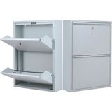 Alıç Kilitli Metal Ayakkabılık Dolabı 2 Kapaklı Duvara Monte Ergonomik Tasarım 69X50X15 cm 0.7 mm Dkp Sac ve Montaj Vidaları - Gri