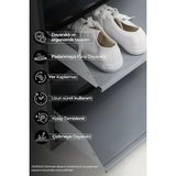 Alıç Kilitli Metal Ayakkabılık Dolabı 3 Kapaklı Duvara Monte Ergonomik Tasarım 103X50X15 cm 0.7 mm Dkp Sac ve Montaj Vidaları - Gri