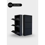 Alıç Kilitli Metal Ayakkabılık Dolabı 3 Kapaklı Duvara Monte Ergonomik Tasarım 103X50X15 cm 0.7 mm Dkp Sac ve Montaj Vidaları - Siyah