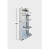 Alıç Kilitli Metal Ayakkabılık Dolabı 4 Kapaklı Duvara Monte Ergonomik Tasarım 136X50X15 cm 0.7 mm Dkp Sac ve Montaj Vidaları - Beyaz