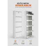 Alıç Kilitli Metal Ayakkabılık Dolabı 5 Kapaklı Duvara Monte Ergonomik Tasarım 169X50X15 cm 0.7 mm Dkp Sac ve Montaj Vidaları