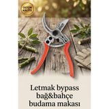 Alıç Letmak Pro Bypass Budama Makası A-2511 25 mm Kesim Kapasiteli Profesyonel Bağ Bahçe Dal Kesme Makası Ergonomik Sap Dayanıklı Çelik Bıçak - Turuncu