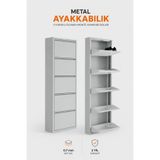 Alıç Metal Ayakkabılık Dolabı 5 Kapaklı Duvara Monte Ergonomik Tasarım 169X50X15 cm 0.7 mm Dkp Sac ve Montaj Vidaları