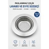 Alıç Paslanmaz Çelik Lavabo ve Evye Süzgeci 11.5 cm İnce Delikli Gider Süzgeci Saç ve Kalıntı Tutucu Kolay Temizlenebilir