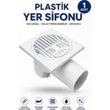 Alıç Plastik Yer Sifonu Yan Çıkışlı Çıkarılabilir Izgaralı Kolay Temizlenebilir Banyo Balkon ve Teras Gider Sifonu - 1 ADET