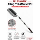 Alıç Teleskopik Araç Yıkama Mopu Mikrofiber Başlıklı Uzatılabilir Saplı Oto Temizlik Fırçası - 1 ADET - 0000