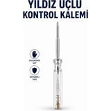 Alıç Yıldız Uçlu Kontrol Kalemi Gerilim Test Cihazı Elektrik Faz Kalemi Şeffaf Ergonomik Sap 19 cm