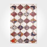 Alice Beyaz Geometrik Modern Geometrik Etnik Desenli Boho Makinada Yıkanabilir Hafif Hav Toz Vermez Leke Tutmaz Kaymaz Taban Dijital Makine Baskı Halı Oturma Odası Salon Yolluk Koridor Mutfak Halısı