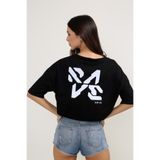 Alienation Rave Oversize Reflektörlü Siyah Crop-top Kadın T-shirt
