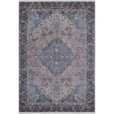 Aligarh Mavi Madalyon Modern Geometrik Etnik Desenli Boho Makinada Yıkanabilir Hafif Hav Toz Vermez Leke Tutmaz Kaymaz Taban Dijital Makine Baskı Halı Oturma Odası Salon Yolluk Koridor Mutfak Halısı