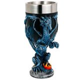 alikiki Ortaçağ Fantezi Mavi Ejderha Kadehi - Zindanlar ve Ejderhalar Hediyeler Parti Dekorasyonu D&D Oyunu Kadeh Taht Bardağı Eşyaları 7 oz Paslanmaz Çelik Gotik İçme Bardakları