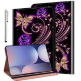 ALILANG Samsung Galaxy Tab S9 FE Plus/Samsung Tab S9 Plus 12,4 inç 2023 için Stylus'lu Kılıf, Samsung Tab S9 FE Plus Kılıf - Mor Kelebek