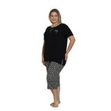 Alimer Büyük Beden Kadın Kaprili Pijama Takımı, Siyah, 2XL-4XL, Likralı Rink Viskon (Siyah, 2XL)