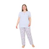 Alimer Büyük Beden Kadın Pijama Takımı, Çok Renkli, Gül Desenli,%100 Pamuk Penye (GÜL DESENLİ, 4XL)