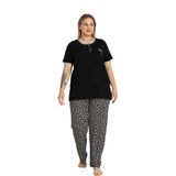 Alimer Büyük Beden Kadın Pijama Takımı, Siyah, 2XL-4XL, Likralı Rink Viskon, Kısa Kol Kapri (SİYAH, 2XL)