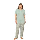 Alimer Büyük Beden Kadın Pijama Takımı, Yeşil, Kısa Kollu, Likralı Rink Viskon (Yeşil, 3XL)