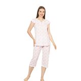 Alimer Kadın Pijama Takımı, Çok Renkli, Kuğu Desenli, Fırfırlı Kol, Likralı Viskon, Bermuda (EKRU, XL)